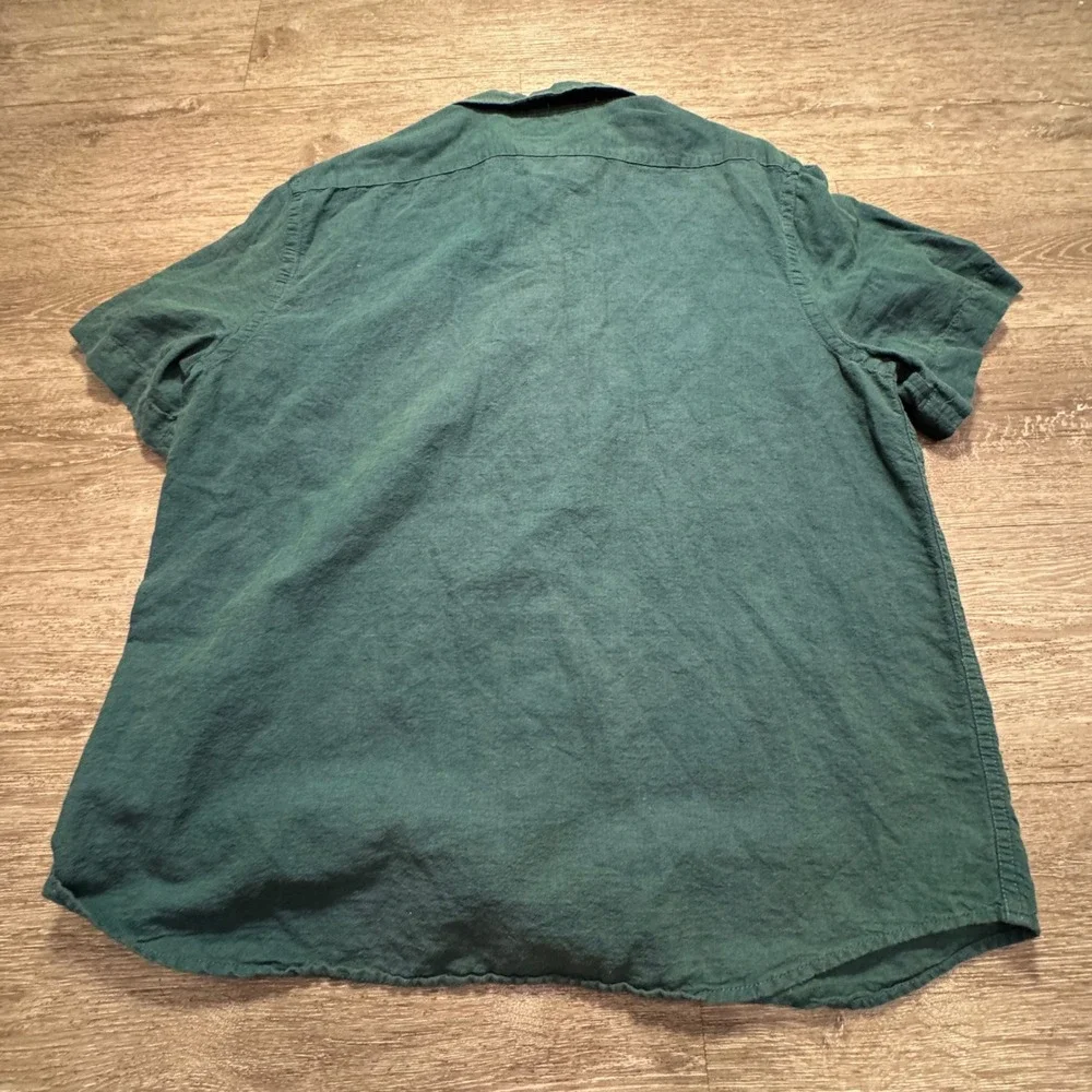 Banana Republic Shirt Mens XL Green Linen Cotton Slim Fit Summer Vacation Casual